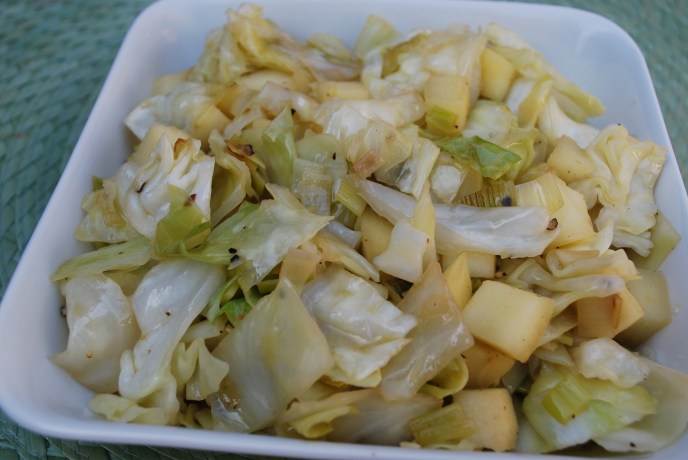 Sauteed cabbage and leeks